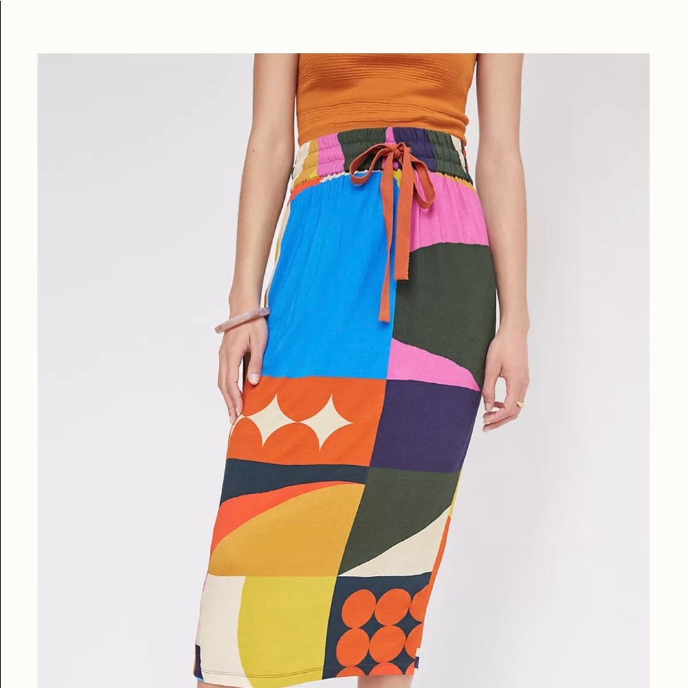 Anthropologie Colorful Patchwork Midi Skirt